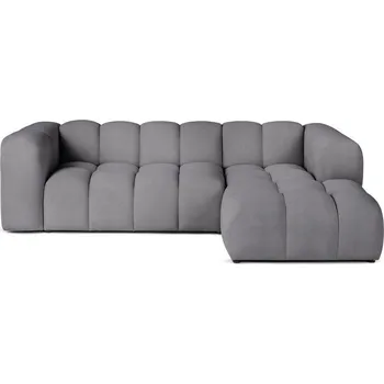 Pohovka Šedá sametová rohová pohovka (pravý roh/s lenoškou) Cube – Bonami Selection ID_1808016