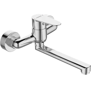 Vodovodní baterie Kuchinox Fresno, nástěnná umyvadlová baterie L-222, 150 mm, chromová, LAV-BQF_050D