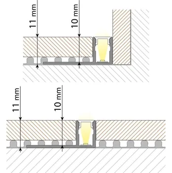 Stavební profil MCLED PROFIL DC OBKLAD. 28X11MM MATNÝ DIFUZOR 1M ML-761.049.43.1