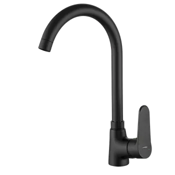 Vodovodní baterie Kuchinox Atez, vysoká dřezová baterie s výtokem ve tvaru U, černá matná, LAV-BTK_768D