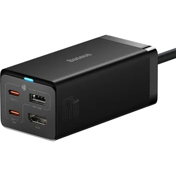 Mobilní telefon Baseus GaN5 Pro rychlonabíjecí stolní adaptér 2x USB-C + USB-A + HDMI 67W 1.5m kabel černá