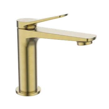 Vodovodní baterie Invena Alonia, umyvadlová baterie h-153, zlatá matná, INV-BU-70-009-V