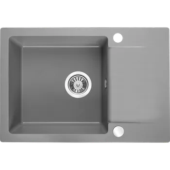 Granitový dřez Kuchinox Celebes, 1-komorový granitový dřez 650x440x185mm s krátkým odkapávačem, šedá, LAV-SBL_513T