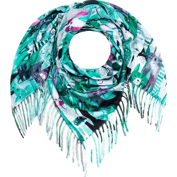 Šátek Biju Dámský hřejivý šátek zelené kočky 7200806-7 fialová