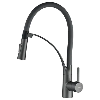 Vodovodní baterie Kuchinox Olor, vysoká dřezová baterie s elastickým ramenem, grafitová, LAV-BKR_978D
