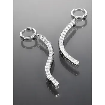 Náušnice Prosperk Stříbrné náušnice kruhy s krystalky z chirurgické oceli S3884