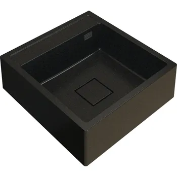 Granitový dřez Gamma Farmerski, 1-komorový granitový dřez 600x630x210 mm, černá-zlatá, GMA-ZLE000211