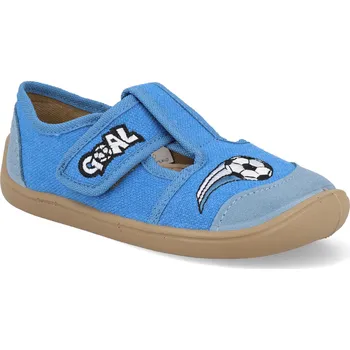 Dívčí bačkory Barefoot dětské přezůvky 3F - Elf Fotbal modré Velikost: 24