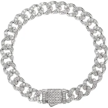Náušnice Stříbrný kubánský náramek TESS 13M00005 moissanite 17 cm