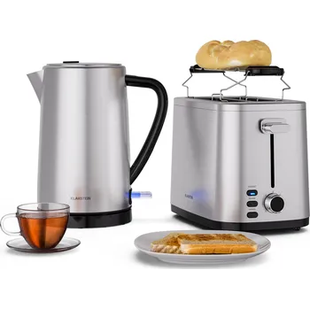 Rychlovarná konvice Klarstein Verosteel Snídaňový set 800W Topinkovač 1.7L 2200W Konvice Nerez (60003285)