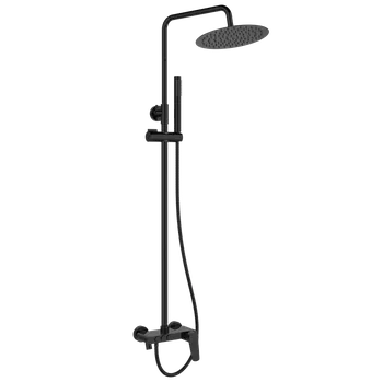 Invena Alonia, sprchová souprava s ruční a hlavovou sprchou, černá lesklá, INV-AU-70-D04-V
