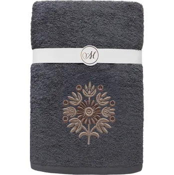 Ručník Sada bavlněných ručníků MARIBELLA 002 3 ks tmavě šedá/slunečnice