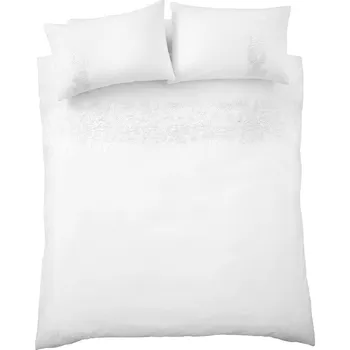 Povlečení Bílé bavlněné povlečení na jednolůžko 135x200 cm Embroidery Floral – Bianca ID_1798070