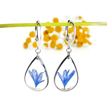 Náušnice Šperk z pravých květin - Náušnice Okvětní lístky chrpy