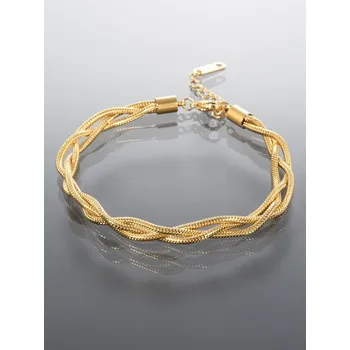 Náramek Prosperk Elegantní náramek z pletených řetízků z chirurgické oceli zlaté barvy zlatá