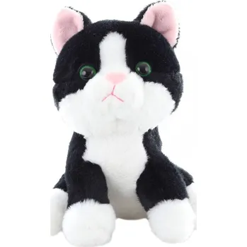 plyšák PLYŠ Kočička černo-bílá 15cm sedící (plyšová hračka)