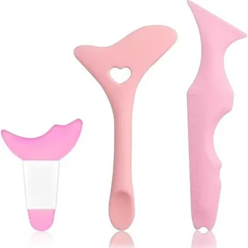 3dílný nástroj na líčení očí, měkké silikonové šablony na oční linky, multifunkční chránič řasenky,