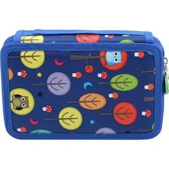 Penál Velké kreslící pouzdro na pastelky | penál, organizér - Námořnická modrá 32 jamek