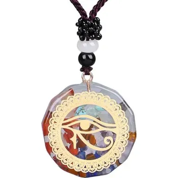 Náhrdelník Čakrový energetický náhrdelník orgonit | ochranný amulet, meditační šperk - 7 čaker - M