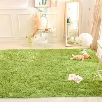 Koberec Měkký chlupatý koberec do obýváku | koberec, dekorace - Trávová zelená , 80X120CM