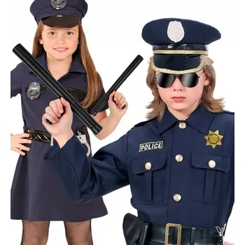 Karnevalový kostým Policejní obušek tonfa s rukojetí, černý, 29 cm