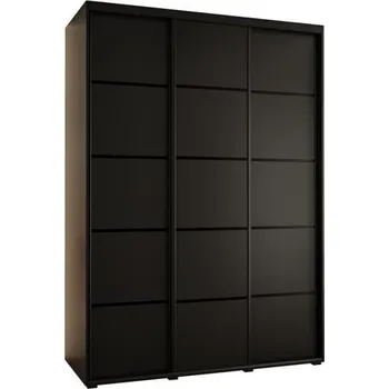 Šatní skříň Šatní skříň s posuvnými dveřmi DAVOS 4, 180cm | Černá / černé pojezdy