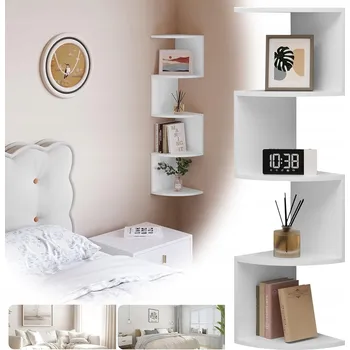 Knihovna 5-PATROVÝ ROHOVÝ REGÁL, VOLNĚ STOJÍCÍ REGÁL PRO SKLADOVÁNÍ, DO KUCHYNĚ