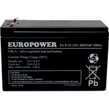 Záložní baterie Akumulátor Europower 12 V 9 Ah