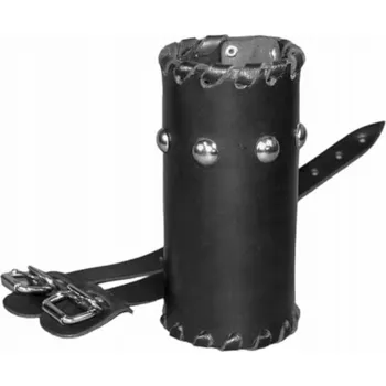 Zavazadlo na motocykl Kožený držák na láhev na motorku - černý, s cvočky