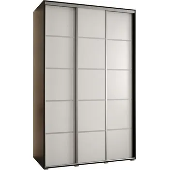 Šatní skříň Šatní skříň s posuvnými dveřmi DAVOS 4, 160cm | Černá / bílá / stříbrné pojezdy