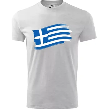 Chlapecké tričko Řecko vlajka - štětkou - Tričko dětské bavlněné - 98 cm / 2 roky ( Světlešedý Melír )