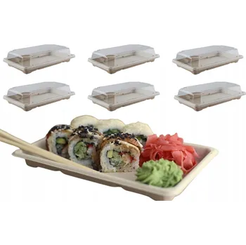 Jednorázové nádobí Nádoby na sushi z cukrové třtiny 50 ks