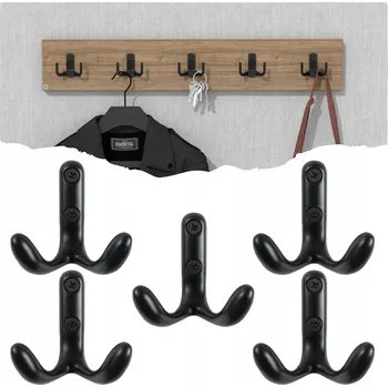 Věšák Dvojitý věšák Malmo, zinková slitina, přišroubovatelný, černý