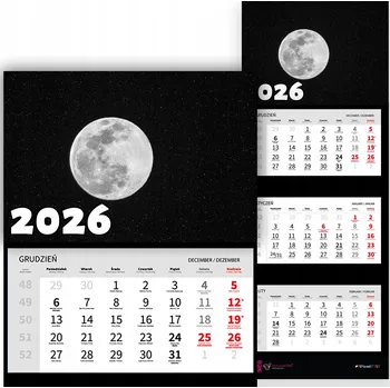 Kalendář TŘÍDÍLNÝ KALENDÁŘ 2026 KANCELÁŘSKÝ | STYL ASTRONAUT HVĚZDY VESMÍR MIX VZORŮ