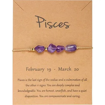 Náramek Náramek se znamením zvěrokruhu z přírodního kamene | pletený náramek, ruční výroba - BR23Y0720-8