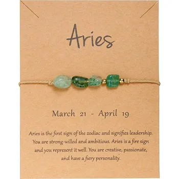 Náramek Náramek se znamením zvěrokruhu z přírodního kamene | pletený náramek, ruční výroba - BR23Y0720-1