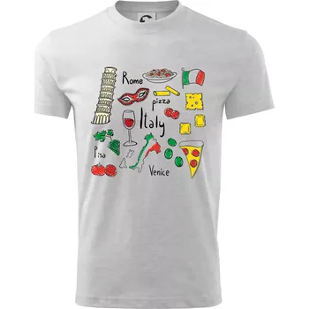 Itálie symboly - Tričko dětské bavlněné - 98 cm / 2 roky ( Světlešedý Melír )