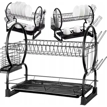 Odkapávač na nádobí Odkapávač na nádobí 2-PATROVÝ odkapávač Oldman 55x24x37cm černý