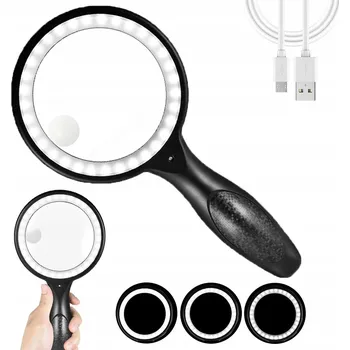 Lupa PŘENOSNÁ LUPA S OSVĚTLENÍM PRO SENIORY, DĚTI, ČTENÍ A POZOROVÁNÍ