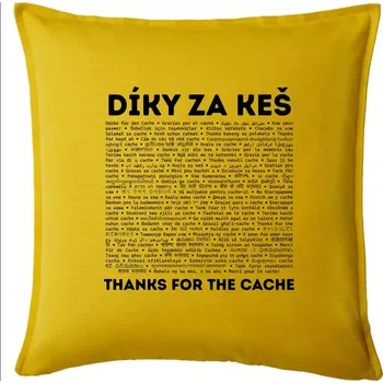 Polštář Díky za keš (v různých jazycích) - Polštář 50x50 - 50x50 - Pouze potah ( Žlutá )