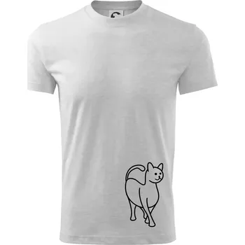 Chlapecké tričko Ladná kočka - Tričko dětské bavlněné - 98 cm / 2 roky ( Světlešedý Melír )