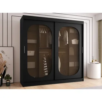 Šatní skříň Šatní skříň s posuvnými dveřmi Tirkon 200, Osvětlení: bez osvětlení, Barva: černá, Zásuvky: Ne MIRJAN 5903211426698