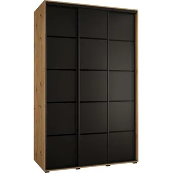 Šatní skříň Šatní skříň s posuvnými dveřmi DAVOS 4, 160cm | DUB Artisan / černá / černé pojezdy