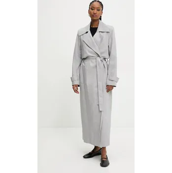 Dámský kabát Džínový trenčkot Answear.LAB šedá barva, bez zapínání CO68548.IKK 90X, vel. L