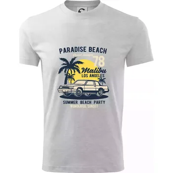 Chlapecké tričko Paradise Beach - Tričko dětské bavlněné - 98 cm / 2 roky ( Světlešedý Melír )