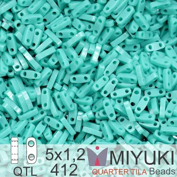 Korálek Korálky Miyuki QuarterTila. Barva Opaqua Turquoise Green QTL 412 Balení 3g