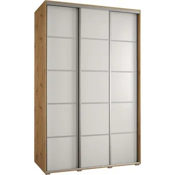 Šatní skříň Šatní skříň s posuvnými dveřmi DAVOS 4, 160cm | DUB Artisan / bílá / stříbrné