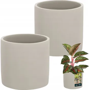 Květináč SADA 2X KVĚTINÁČ KVĚTINÁČ OBAL NA KVĚTINÁČ 17CM VÁLEC BETONOVÁ KERAMIKA NA KVĚTINY