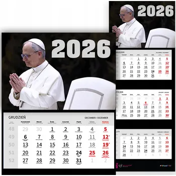Kalendář NÁSTĚNNÝ KALENDÁŘ TŘÍDÍLNÝ ROK 2026 PAPA LEON XIV NÁBOŽENSKÝ MIX VZORŮ