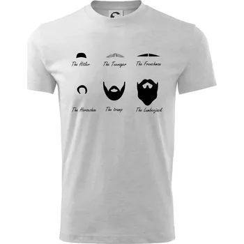 Chlapecké tričko Types of men - Mustache - knírek - Tričko dětské bavlněné - 158 cm/12 let ( Světlešedý Melír )